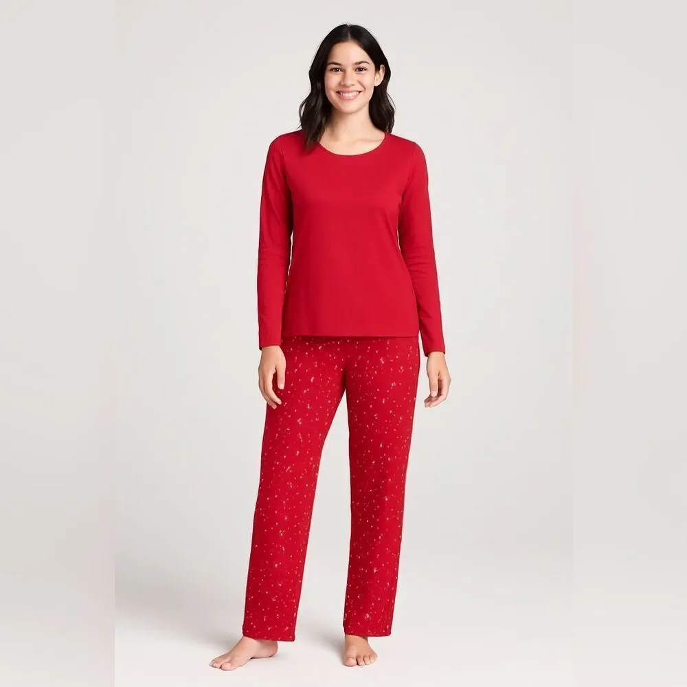 Pajama Set Women’s Soft Winter Lounge Chatter Club Pants Family PJ Top Christmas